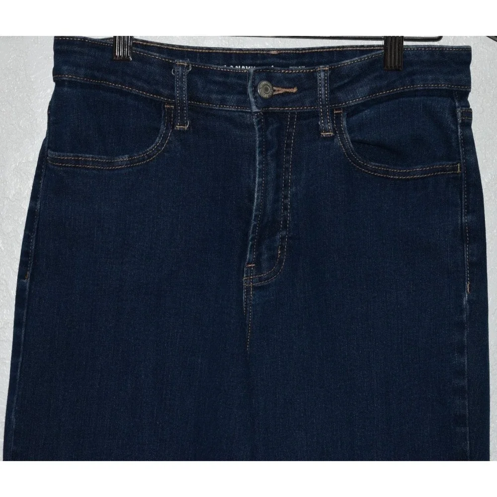 Old Navy Women 4 Loose‎ Jeans Long Wide Leg High Rise Blue Denim Cotton Stretch